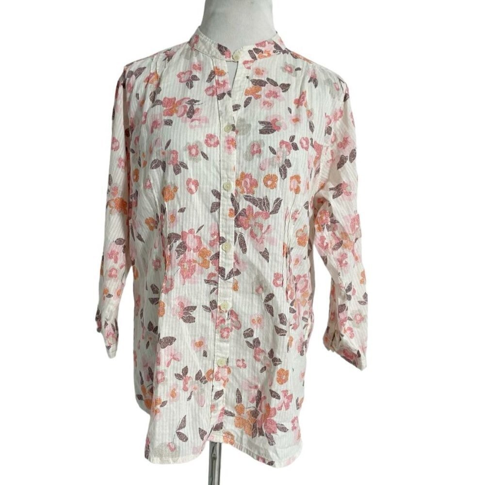 Woolrich Size Large  Top Blouse Button Down Shirt Floral